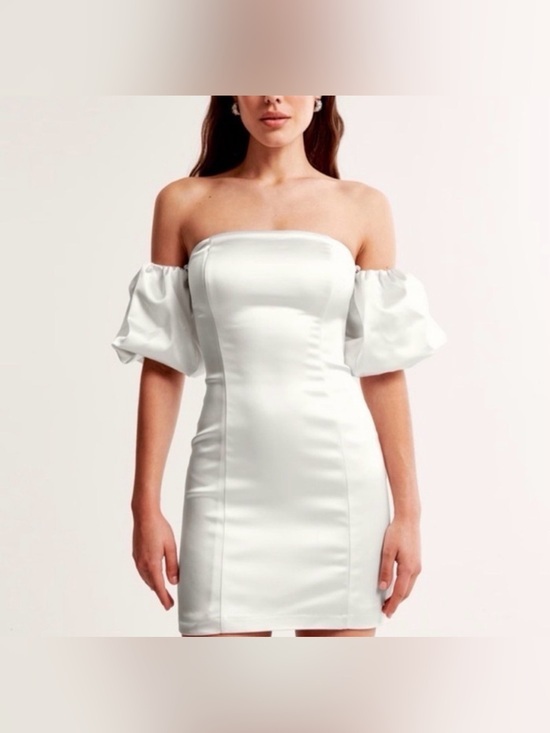 Abercrombie & Fitch Elegant White Puff Sleeve Mini Dress